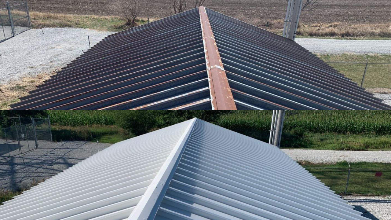 metal roof before and after restoration